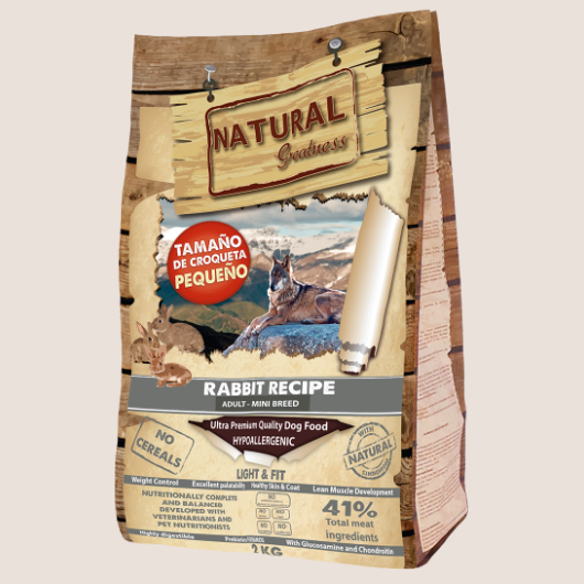 Natural Greatness Dog Receta de Conejo-Senior y Mini Light