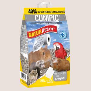 Cunipic Naturlitter lecho de papel 25 litros + 10 Litros gratis
