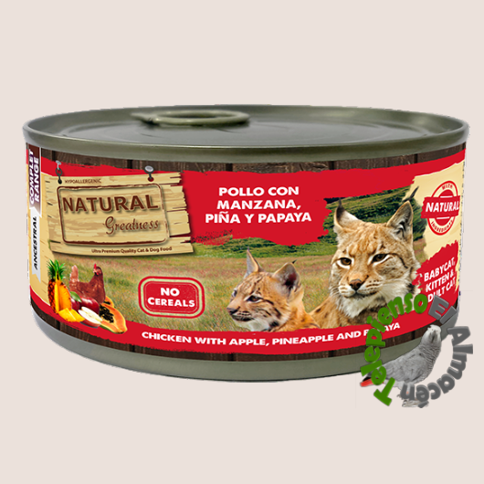 Natural Greatness Cat - Lata Pollo Con Manzana, Piña y Papaya 185 g