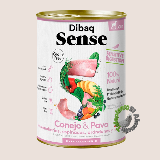 Dibaq Sense Dog Grain Free Conejo y Pavo Lata